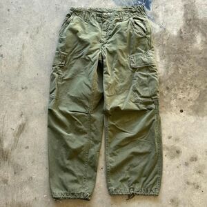Vintage 70s Military Rip-Stop Poplin OG-107 Cargo Pants Size 30X28